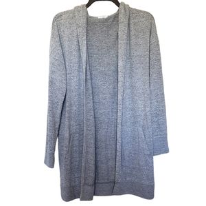 Gap Gray Longline Open Front Hooded Cardigan with Pockets Size XS